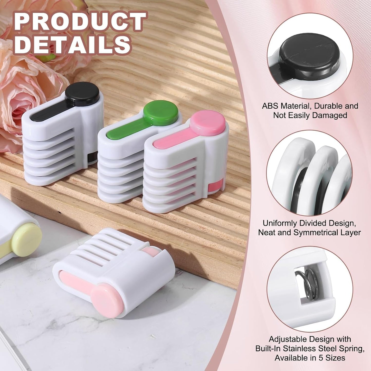 uxcell 2 Pcs Cake Leveler Slicer, DIY Cake Slicer, 5 Layers Bread Leveler, Pink/Black