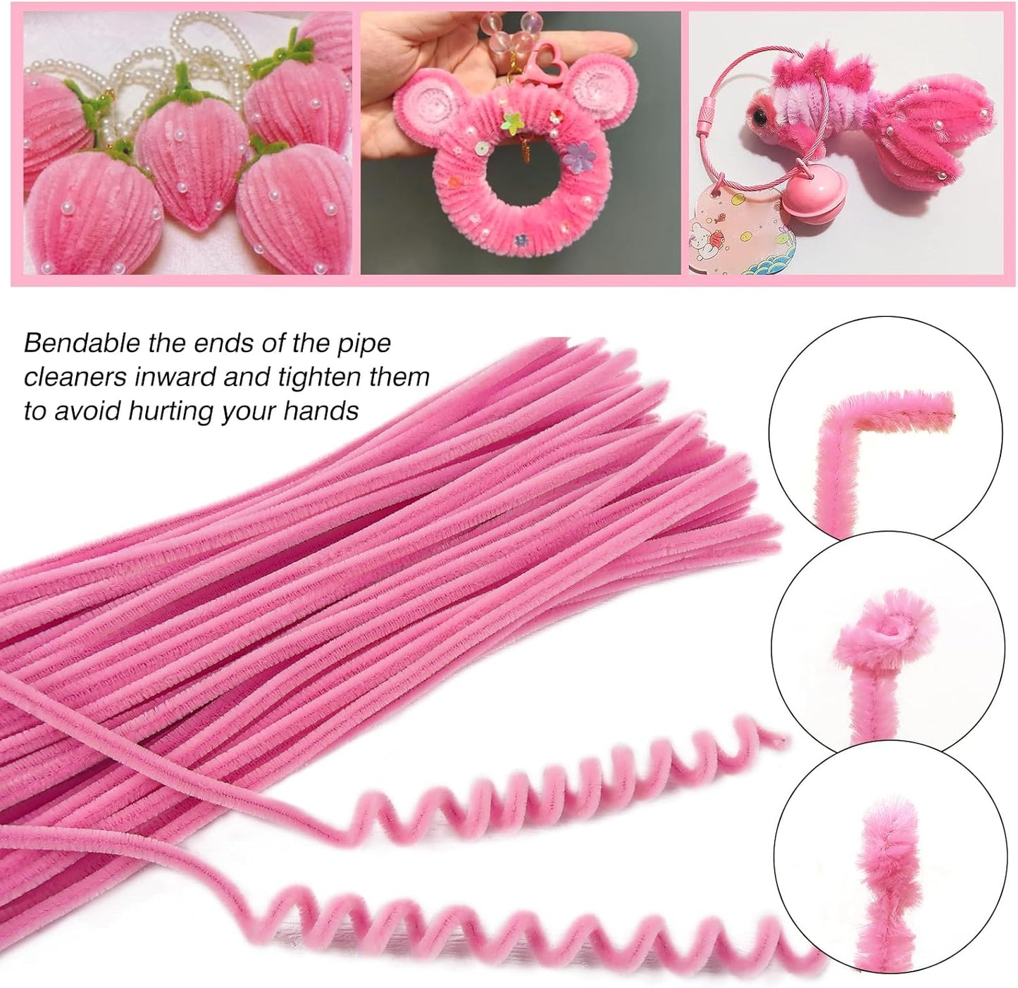 TOAOB 50pcs Long Pipe Cleaners Peach Pink Overlength Chenille Stems 24 Inch Fuzzy Sticks Craft Supplies for DIY Art Craft Projects Home Decorations