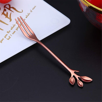 Stainless Steel Dessert Fruit Forks Cocktail Sticks Set of 6, Stainless Steel 4.7 Inches Mini Salad Forks Appetizer Cake Dessert Forks Party Supplies (6 Forks-Rose Gold)