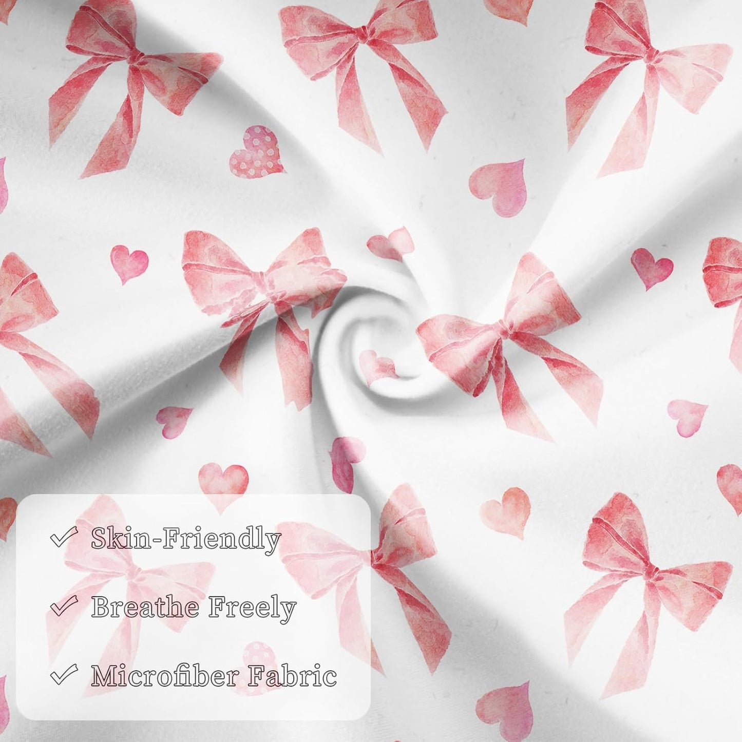 Pink Ribbon Bow Silk Satin Pillowcase for Hair and Skin,Throw Pillow Cover Queen Size Pillowcases Envelope Closure,Rectangle Pillow Covers Decorative Cushion Cases for Bed,Sofa,20"x30",Peach