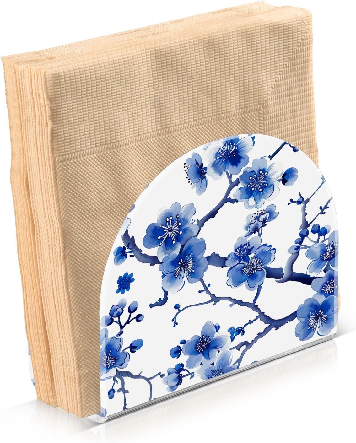 Blue Peach Blossom Kitchen Napkin Holders, Napkin Dispenser for Table, Kitchen Home Décor Paper Storage - 2 pcs