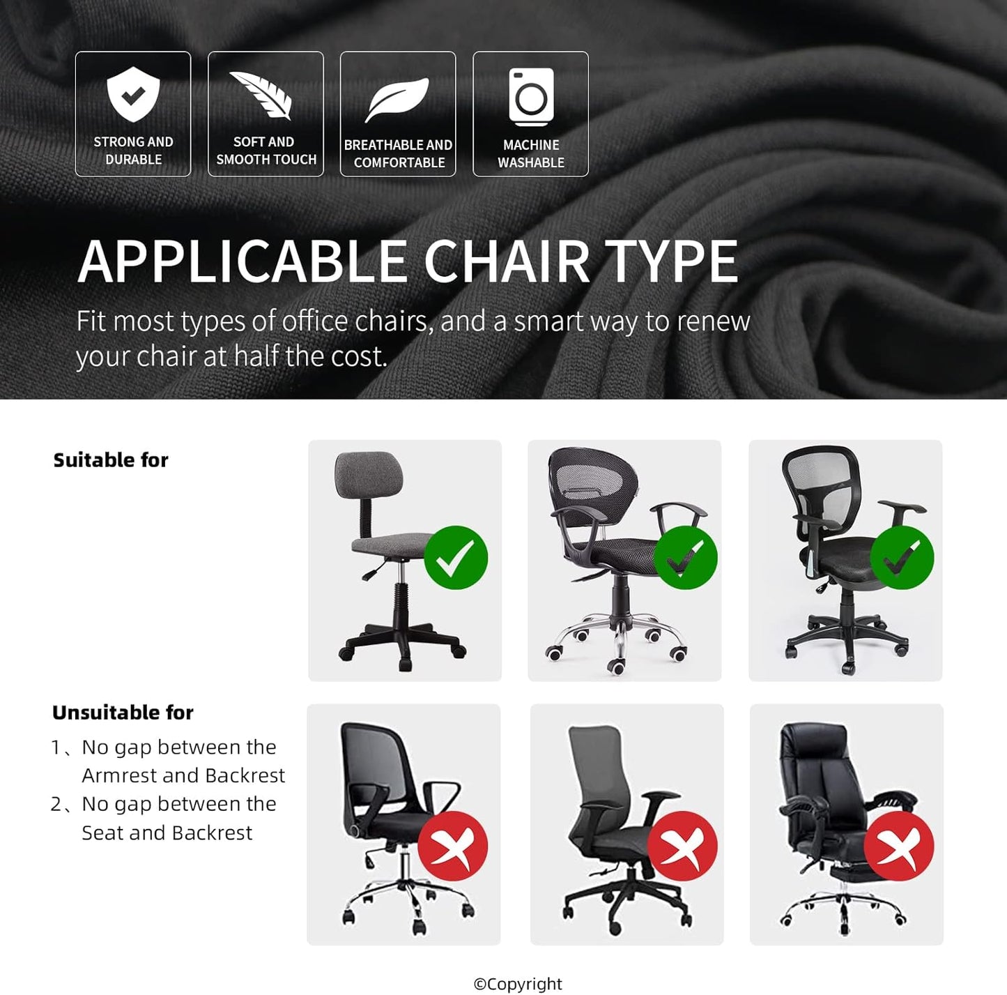 DIVA EN CAMINO DEC Stretchable Desk Office Chair Seat Cushion Covers - Universal Spandex Computer Chair Slipcover - Anti-Scratch Dogs, Cats, Pets Removable Washable Cushion Protectors