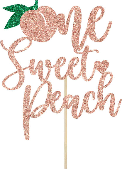 One Sweet Peach Cake Topper, Sweet as a Peach, 1st Birthday Cake Topper, Peach Baby Shower Birthday Party Decorations, Rose Gold Glitter