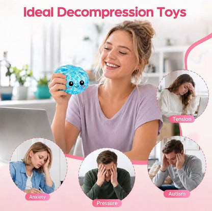 Dumpling Squishies, Glitter Dumpling Mystery Box, Fidget Sensory Toy for Adults,Colorful Dumplings Stress Balls with Food Steamer,Stretchy Desk Toys (Glitter Pink)