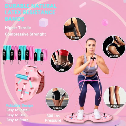 LALAHIGH Push Up Board,36 in 1 Home Gym Equipment with Ab Roller Wheel & Resistance Bands, Portable Foldable Workout Board for Full Body Strength Training Men Women,Gift for Grilfriend