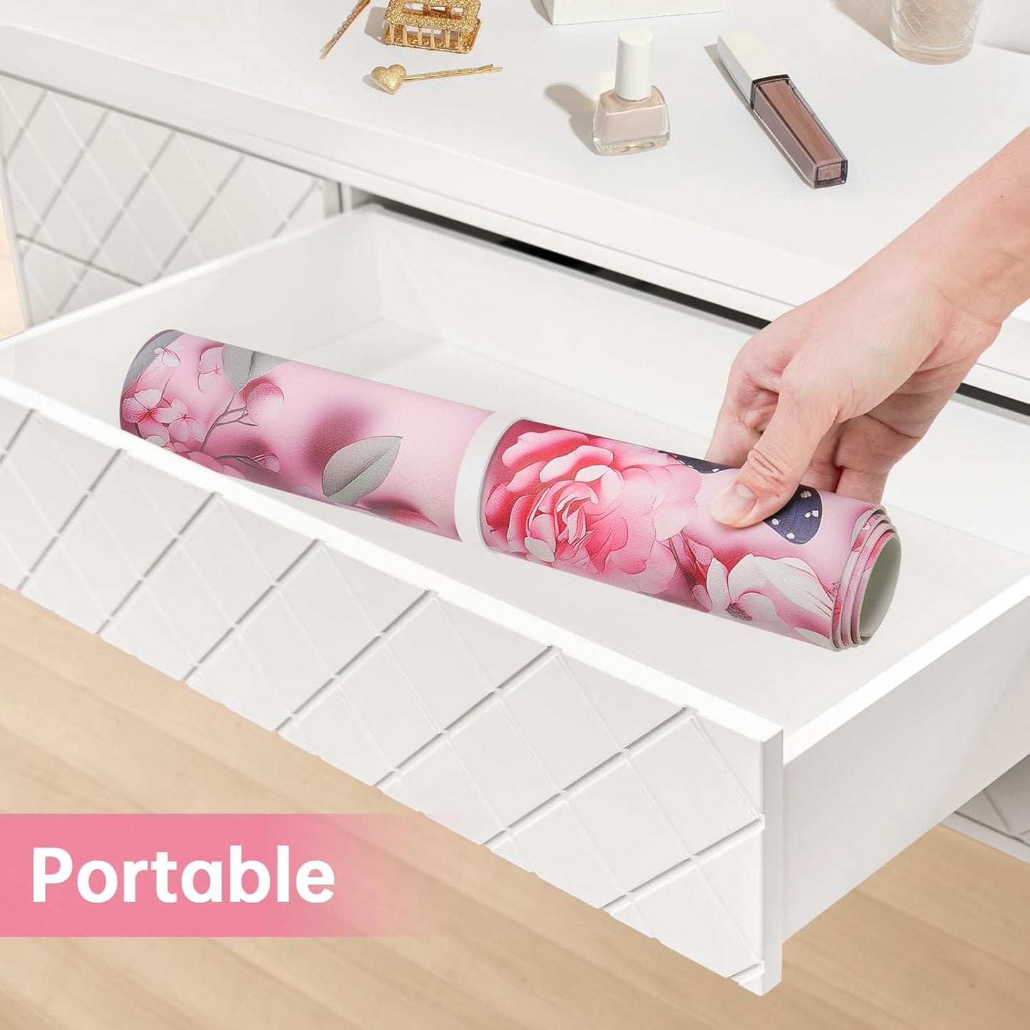 PU Leather Desk Mat Blotter,Cute Pink Desk Mat for Office, Home,School,Keyboard,Mouse,15.7"x31.5" Large Non-Slip Writing Mat with Travel Storage Strap, Waterproof Easy to Clean (Pink Butterfly)