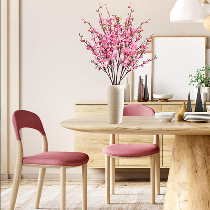 8pcs Pink Cherry Blossom Branches Artificial Flowers for Winter Spring Indoor Decoration, 36" Plum Fake Peach Plants for Wedding Home Office Bedroom Party Decor (Pink, 36in)
