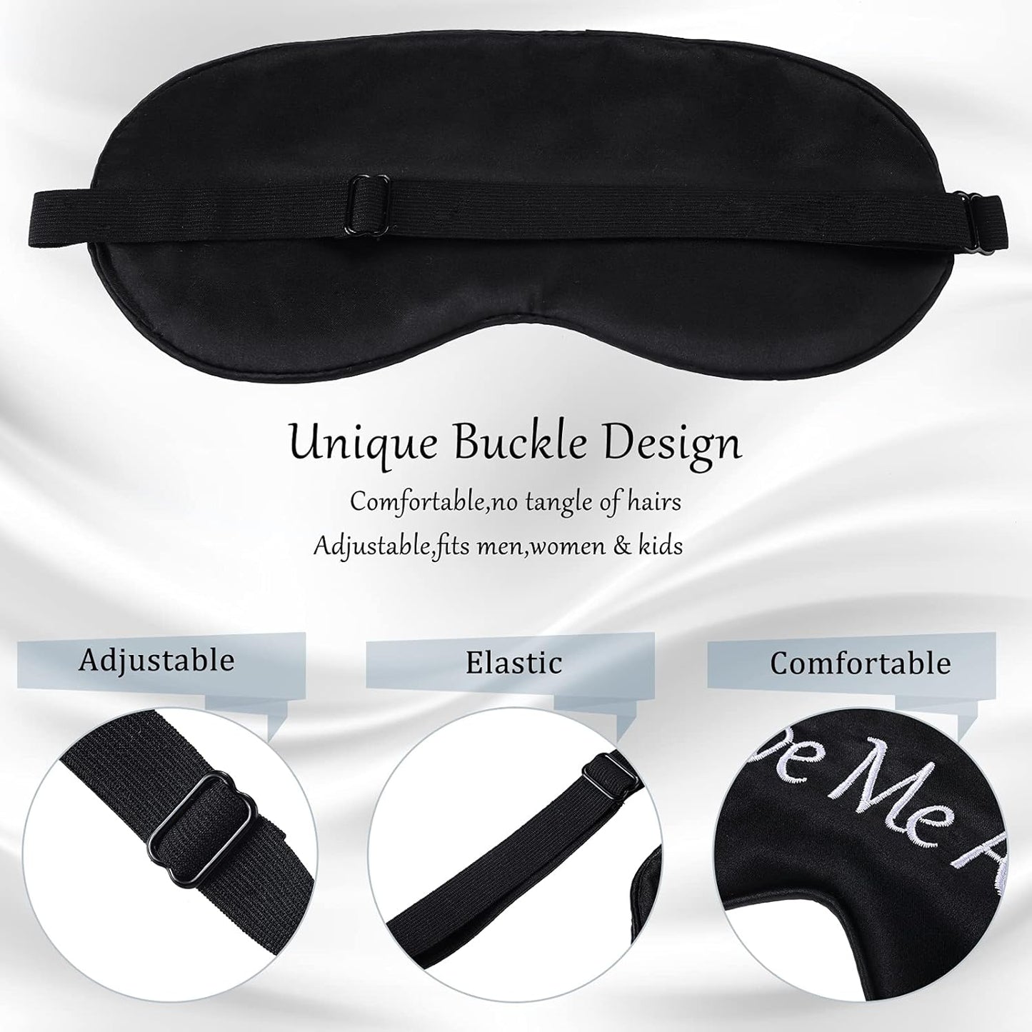 Geyoga 4 Pieces Funny Sleep Mask Silk Eye Mask Soft Blackout Blindfold with Adjustable Strap Sleeping Eye Cover for Women Men Night Travel, Nap, Meditation (Champagne, Grey, Purple, Black)