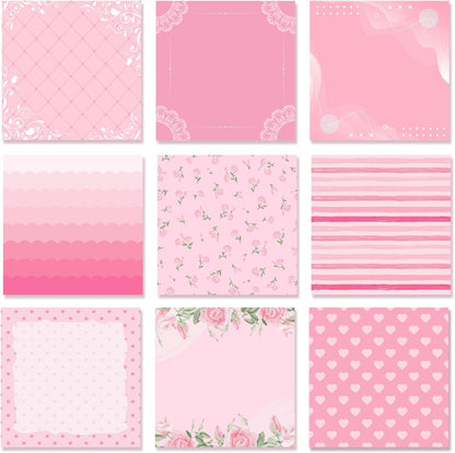 9 Pcs Aesthetic Sticky Notes Cute Pastel Self Stick Notepads Easy to Post Desk Supplies for Home Office Decor School Accessories Women Birthday Coworker Gifts(Pink)