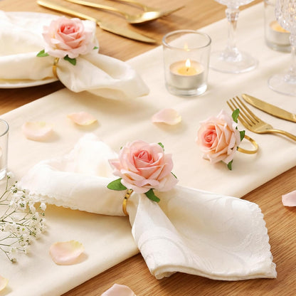 Honeydak 8 Set Mother's Day Napkin Ring Rose Flower Metal Napkin Ring Designed with Rose Serviette Buckle for Mother's Day Wedding Anniversary Party Dinner Table Decoration (Pink)