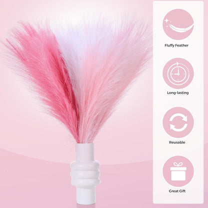 Pink Pampas Grass Decor 17.7 Inch 6pcs, Artificial Pampas Grass for Room Decoration, Blush Faux Pampas for Short Vase, Home Wedding Party Table Centerpieces