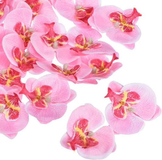 PATIKIL 2.8" Artificial Orchid Flower Heads, 20 Pack Silk Phalaenopsis Fake Butterfly Orchid Heads for Wedding Floral Bouquet Decor DIY Craft Making, Pink
