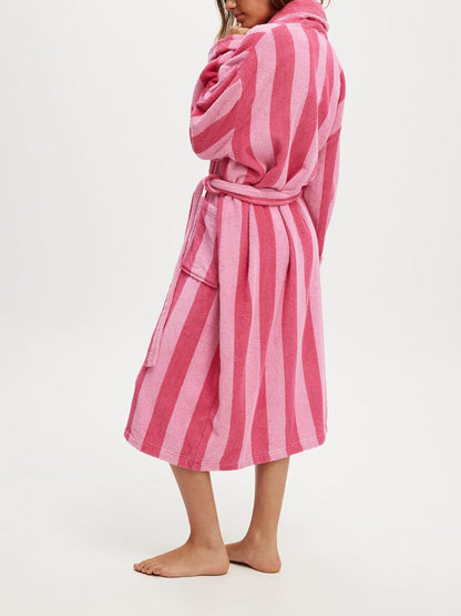 Adoeren Women Plush Soft Long Towel Robe Fleece Cute Print Shawl Collar Spa Bathrobe Lightweight Warm Gown Sleepwear