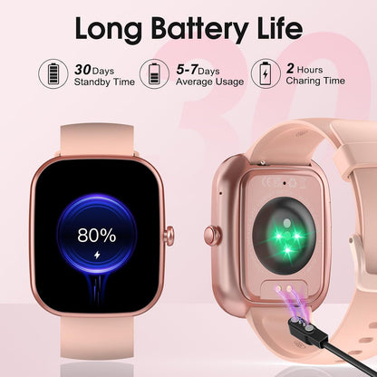 Csasan Smart Watch for Men Women(Answer/Make Call), 1.91" HD Screen Smartwatch Heart Rate/Sleep/Steps Monitor, 100+ Sports Fitness Watch, IP68 Waterproof Activity Trackers for Android iOS Pink
