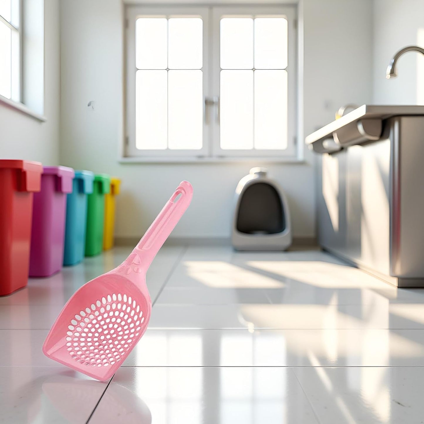 Jowxsx Pink Plastic Cat Litter Scoop Pet Care Sand Waste Scooper Shovel Hollow Cleaning Tool Pet Supplies Easy to Clean Cat Litter Scoops