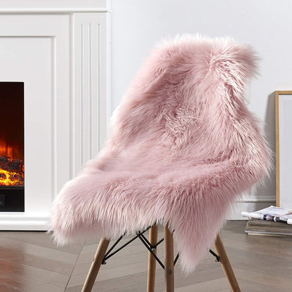 Ciicool Faux Sheepskin Rug Soft Faux Fur Rugs Pink Fluffy Rugs Chair Couch Cover Cute Fuzzy Rug for Girls Bedroom Floor Sofa Living Rroom 2x3 Feet