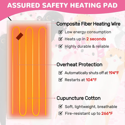 Cat Heating Pad for Period Cramps Menstrual Pain Relief, Portable Electric Heat Pads USB Powered, Cute Cats Plush Stuffed Animals Funny Gifts for Women Teen Girls Cat Lovers Birthday Easter Christmas