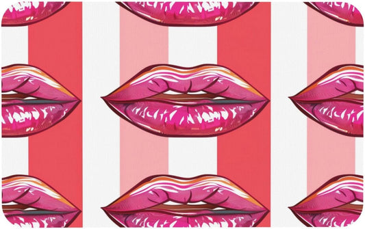 Pink Mouth Geometric Stripes Absorbent Bath Mat Non Slip Washable Doormat 19.7x31.5 in Quick Dry Shower Mat Thin Floor Rug for Bathroom Kitchen Entryway