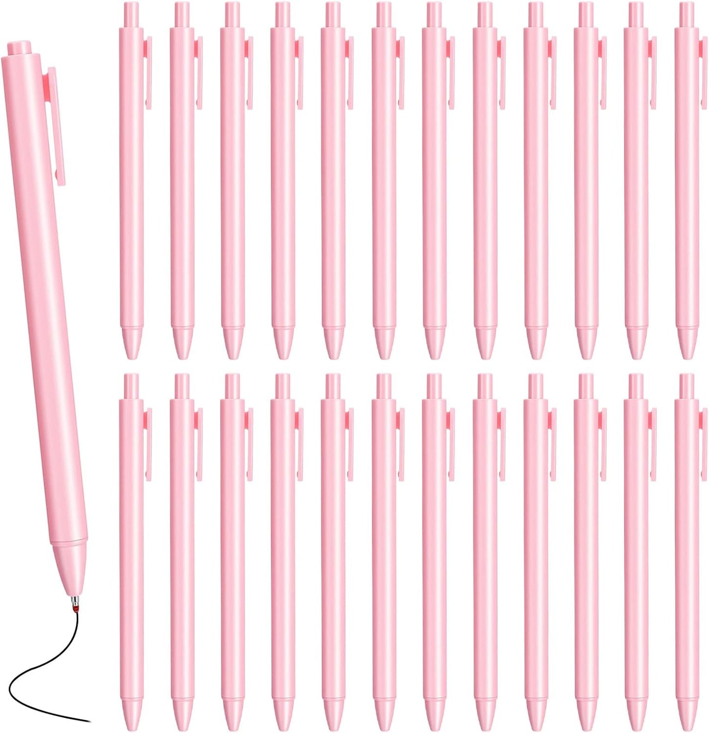 25 Pcs Pink Ballpoint Pens Bulk Retractable Aesthetic Writing Pens with Black Ink (1 mm Fine Point), Smooth & Comfortable for Back to School, Office, Teacher Classroom Rewards, Bridal Gifts for Women