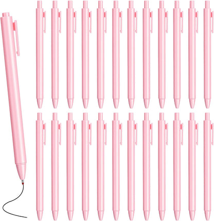 25 Pcs Pink Ballpoint Pens Bulk Retractable Aesthetic Writing Pens with Black Ink (1 mm Fine Point), Smooth & Comfortable for Back to School, Office, Teacher Classroom Rewards, Bridal Gifts for Women