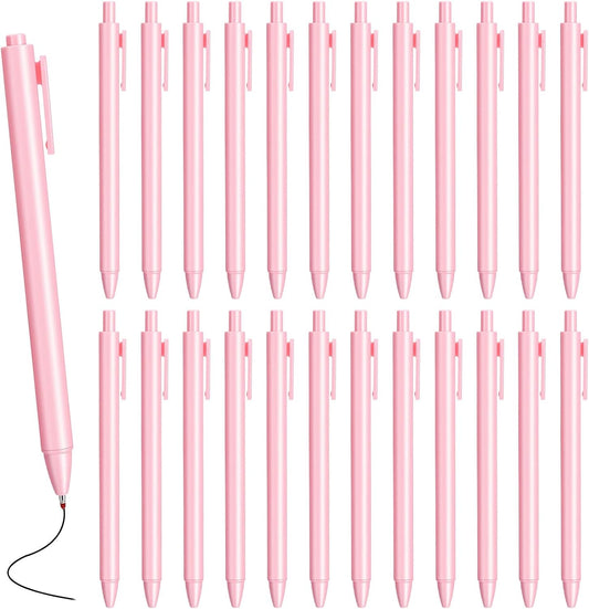 25 Pcs Pink Ballpoint Pens Bulk Retractable Aesthetic Writing Pens with Black Ink (1 mm Fine Point), Smooth & Comfortable for Back to School, Office, Teacher Classroom Rewards, Bridal Gifts for Women