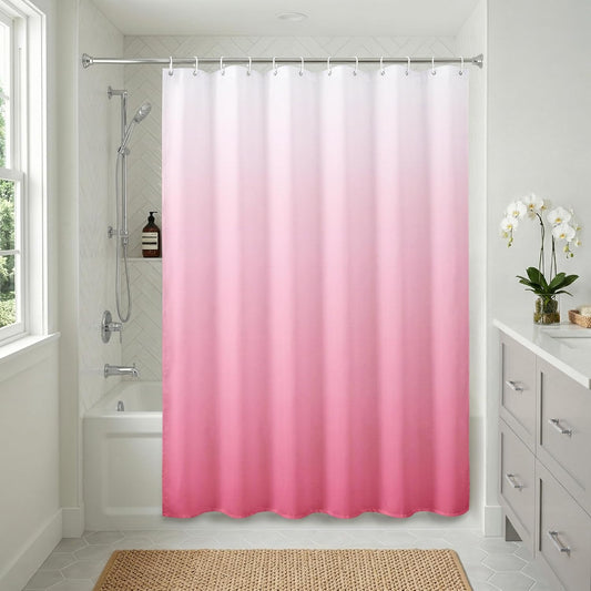 Americanflat 71x74 Pink Ombre Shower Curtain - Water-Resistant Long Shower Curtain with Durable Metal Grommets and 12 Hooks - 100% Polyester
