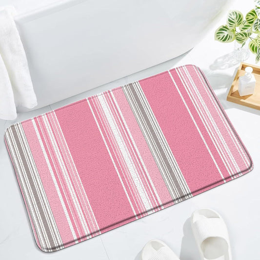 Pink Striped Bath Mat for Bathroom Modern Abstract Pink Vertical Stripes Neutral Modern Simple 15.7x23.6 Inches Polyester Fabric Bathroom Rugs