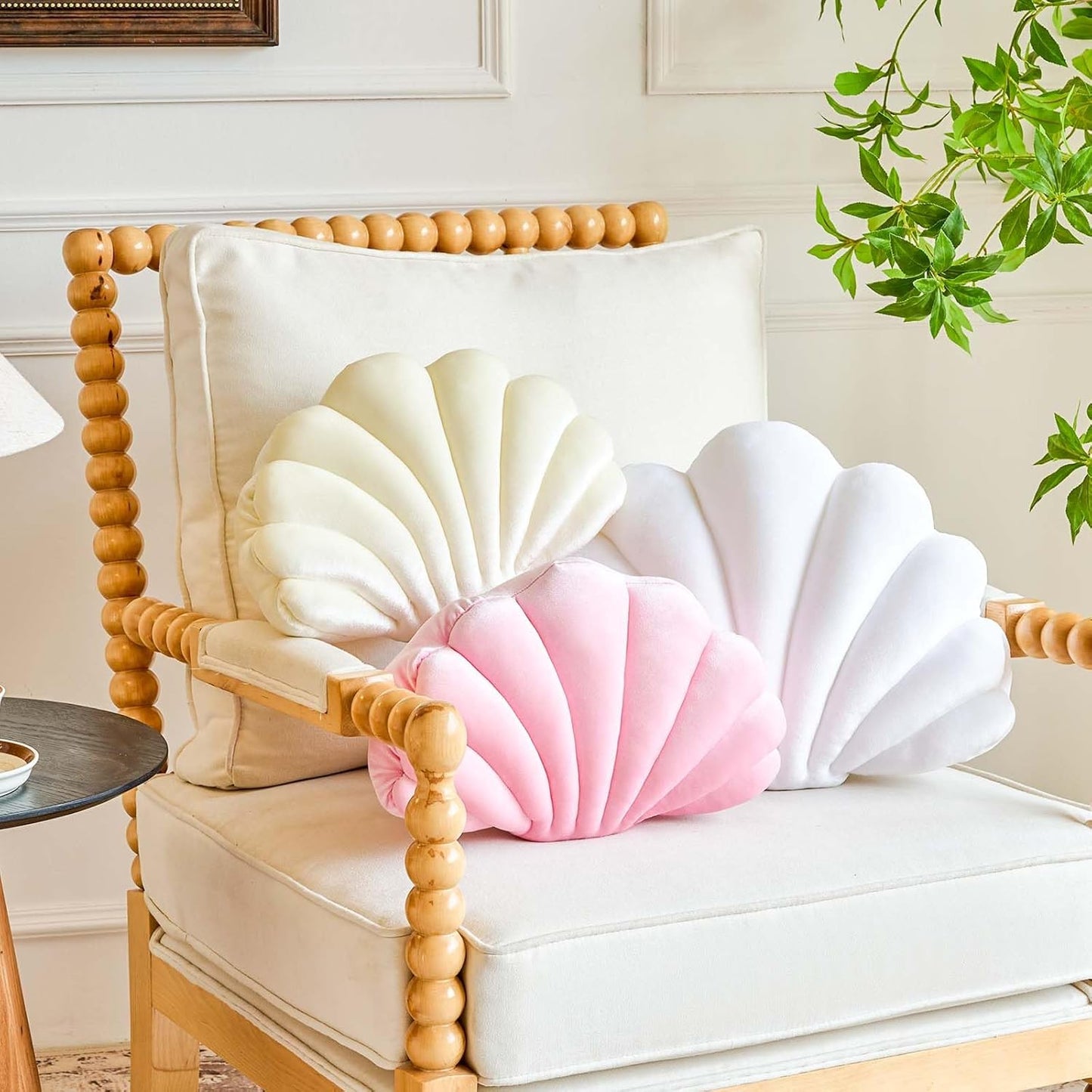 Lfsaaj Pink Seashell Throw Pillows, Shell Shaped Throw Pillows, 13 Inch Soft Velvet Home Decorative Pillow Plush Cushion for Bed Couch Living Sofa Room Decor Accent Throw Pillow