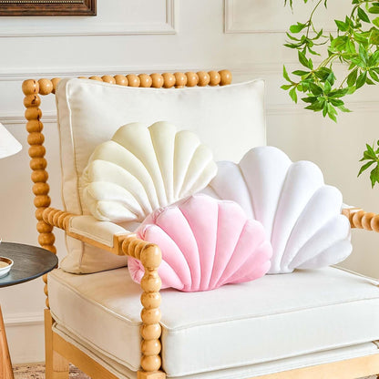 Lfsaaj Pink Seashell Throw Pillows, Shell Shaped Throw Pillows, 13 Inch Soft Velvet Home Decorative Pillow Plush Cushion for Bed Couch Living Sofa Room Decor Accent Throw Pillow