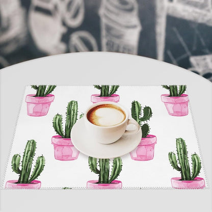 Placemats Set of 4 Heat Resistant Table Placemats Set Washable Easy Clean Placemat Durable Non-Slip Dining Table Mats Set Peach Pot Pattern Kitchen Place Mats for Dining Indoor Outdoor