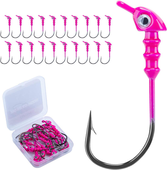 Goture Jig Heads, Swimbait Jig Head Hooks for Freshwater Saltwater Fishing, Pink Fishing Jigs Hooks for Trout Bass Walleye Crappie, Colored Swim Jigheads with Tackle Box 1/8oz 3/16oz