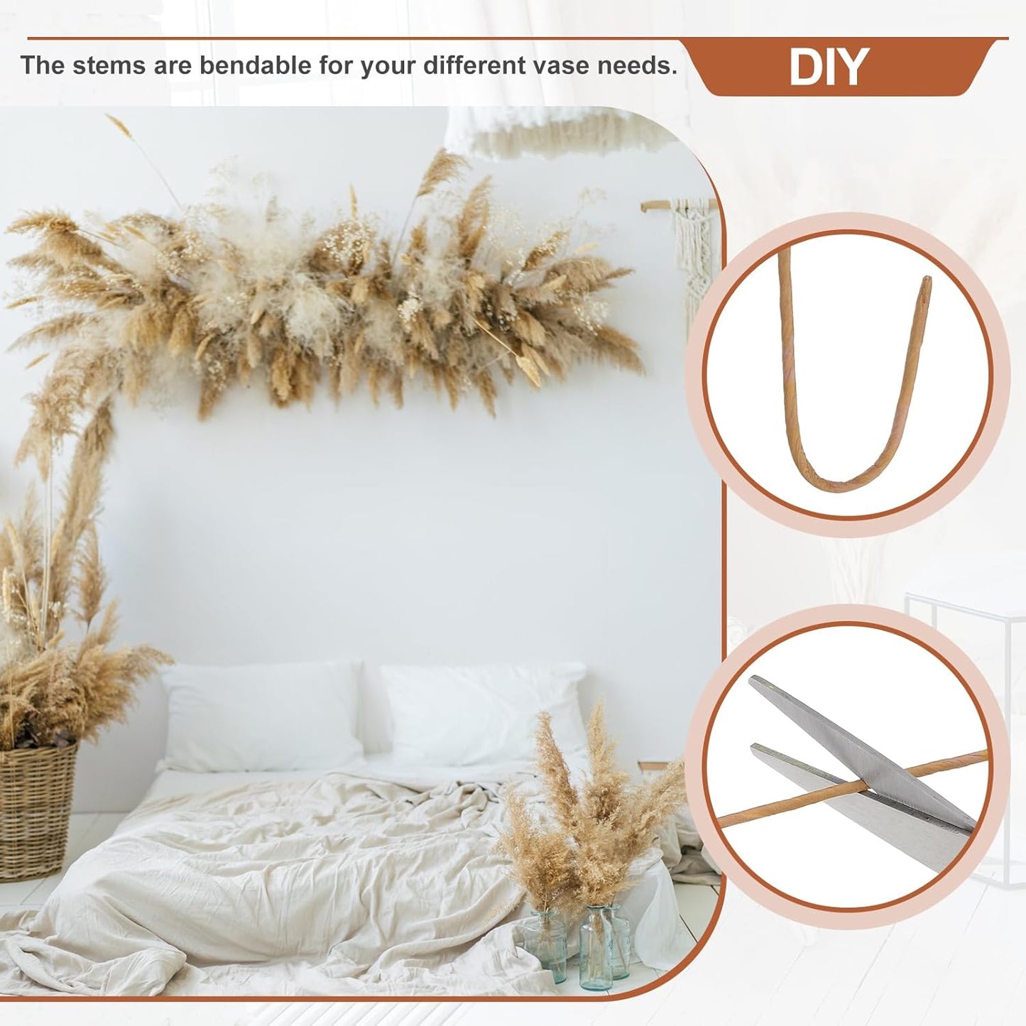 PATIKIL 37.8in Tall Pampas Grass Decor, 7pcs Large Artificial Pampas Grass Bulk Long Fluffy Faux Pampas Grass Dried for Home Boho Decor Vase Wedding Wall Ground, Pink