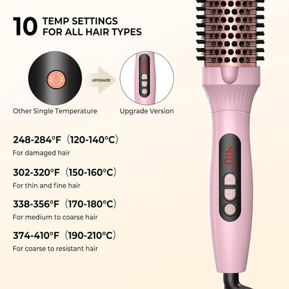 1.5 in Thermal Brush, Curling Iron Heated Round Curling Volumizing, The Ceramic Barrel Heats up 30S, LCD Display 10 Temperatures frizz-Free Curls The Ionic
