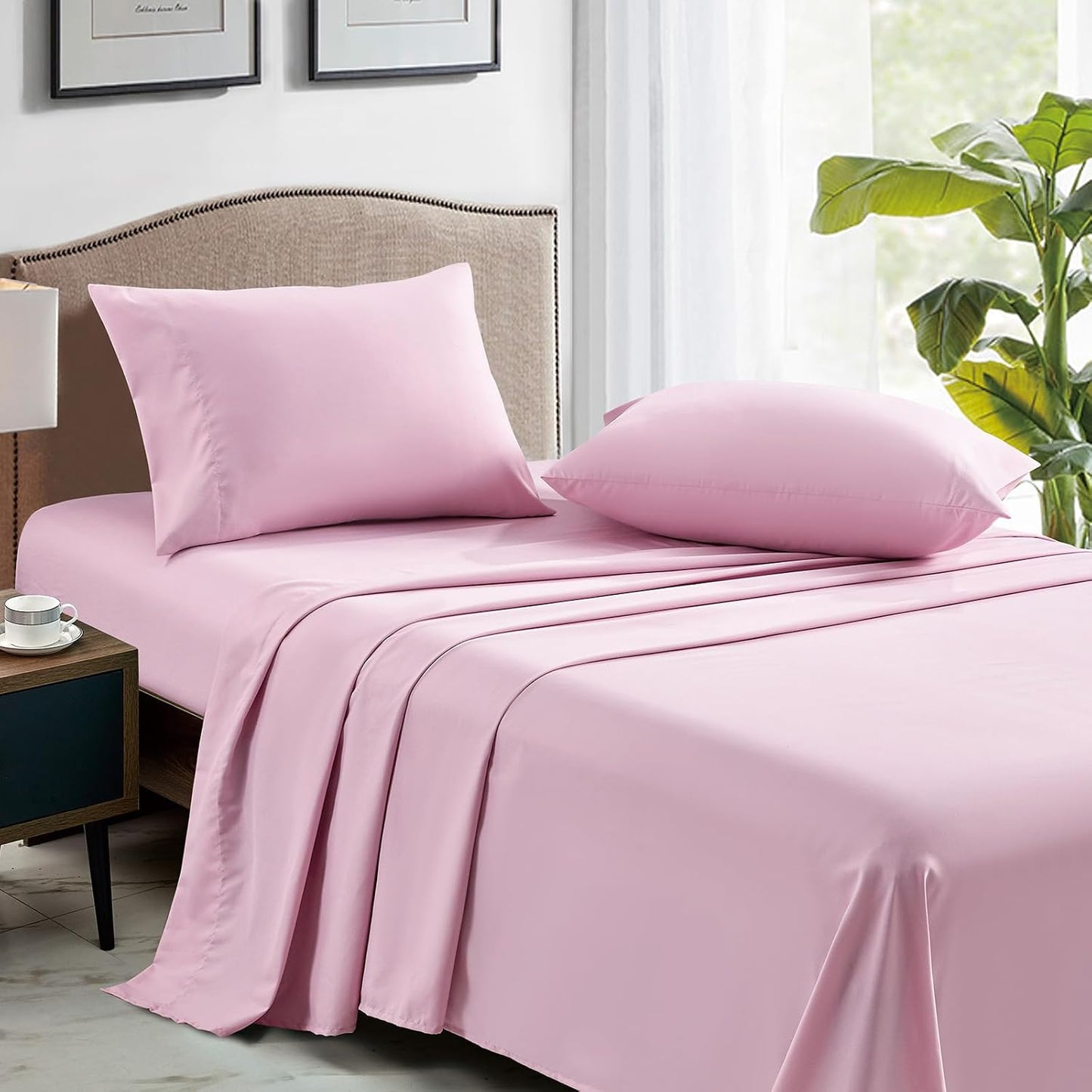 FreshCulture Dusty Pink Pillowcases Queen Size 2 Pack - Pillowcase Set - Envelope Closure - Soft Brushed Microfiber Fabric - 20x30 Inches Pillow Case Set of 2 for Home, Hotels, Schools