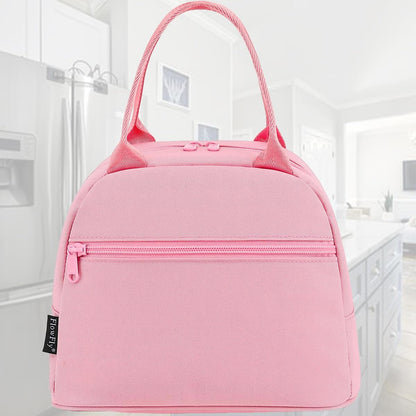 FlowFly Lunch Bag for Women Insulated Lunch Box Corduroy Lunch Tote Cooler for Travel Work Picnic, Pink