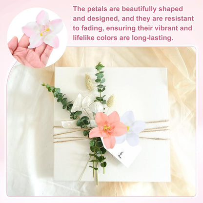M METERXITY Artificial Flower Heads (3 Inch, White Pink) 20 PCS - Orchid Silk Fake Flowers & Faux Floral Bulk, Apply to DIY Crafts/Wedding/Party/Decor/Home