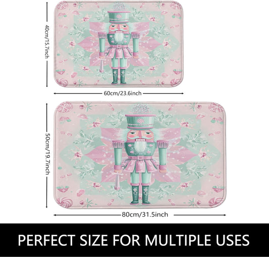 Pastel Floral Quick Dry Bath Mat, Elegant Peach Roses Leaf Absorbent Non Slip Shower Mat, Spring Decorative Flannel Washable Bath Rugs for Bathroom Toilet Restroom 16x24 Inch