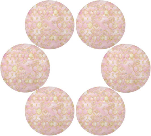 Quatrefoil Pattern Peach Gold Trendy Washable Round placemats for Dining Table Quilted Reversible placemats PVC placemats for Dining Table placemats Easy to Clean Waterproof Summer placemats