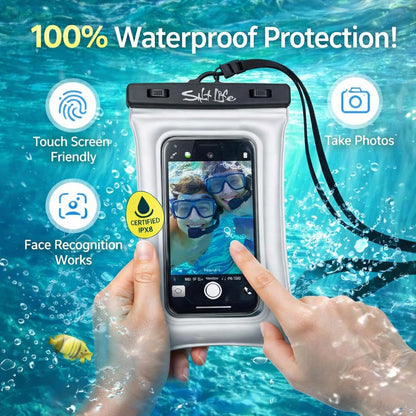 Salt Life Floating Waterproof Phone Case– IPX8 100% Waterproof Phone Case that Floats in Water, Universal Phone Dry Bag with Touchscreen Clear Window, Secure Seal Closure & Lanyard (Pink)