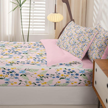 Erosebridal Country Wildflower Zippable Comforter Peach Pink Floral Twin Bedding Bohemia Bed Set with Sheets Botanical Bed in a Bag Bedroom Decor