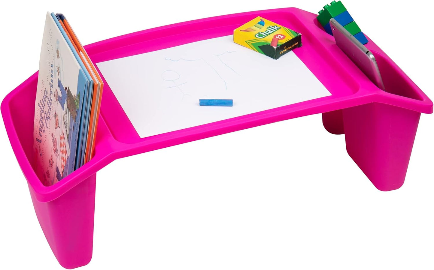 Mind Reader Kids Lap Desk, Activity Tray, Drawing, Stackable, Classroom, Portable, Plastic, 22.25" L x 10.75" W x 8.5" H, Pink