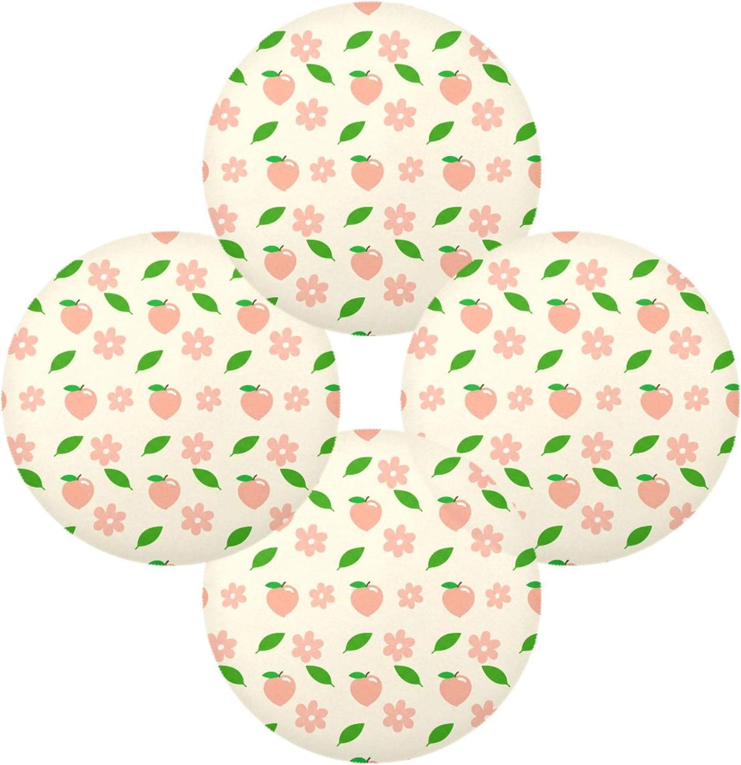 Round Placemats Set of 6 Pink Peaches Washable Non-Slip Heat Resistant Place Mats, 15.4” Dining Table Place Mats for Kitchen Holiday Party Decoration