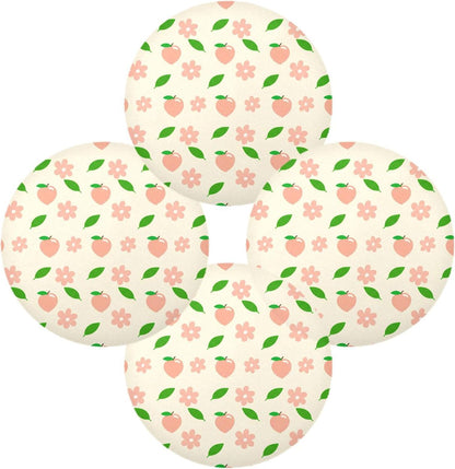 Round Placemats Set of 6 Pink Peaches Washable Non-Slip Heat Resistant Place Mats, 15.4” Dining Table Place Mats for Kitchen Holiday Party Decoration