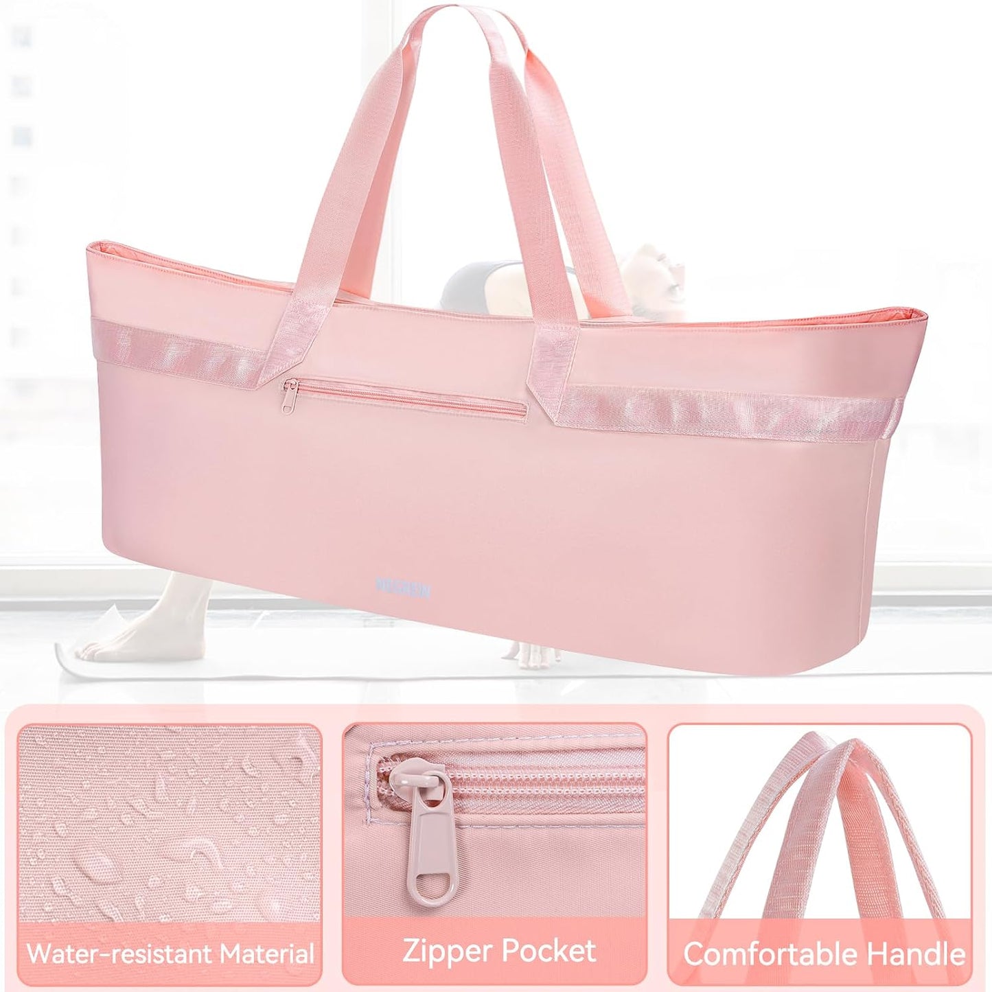 Large Yoga Mat Tote Bag for Women with Holder Strap,Pilates Gym Tote Bag with Shoes Bag & Wet Pocket