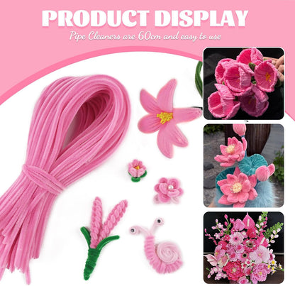 TOAOB 50pcs Long Pipe Cleaners Peach Pink Overlength Chenille Stems 24 Inch Fuzzy Sticks Craft Supplies for DIY Art Craft Projects Home Decorations