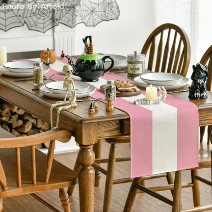 Artoid Mode Pink White Stripes 2026 New Year Christmas Table Runner, Winter Classic Modern Party Kitchen Dining Table Decoration for Home Party Decor 13x72 Inch