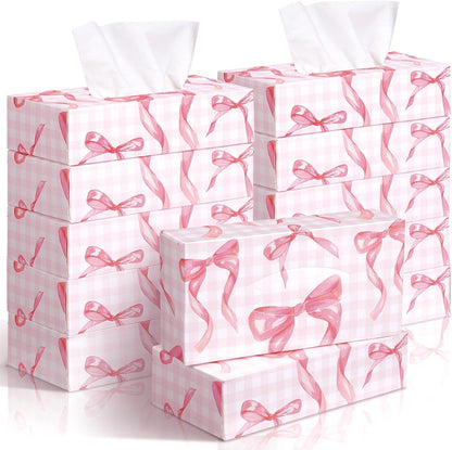 Yinder 12 Packs Graduation Facial Tissue Boxes 1560 Sheets Soft Facial Tissue Bulk for Teacher Classroom Spring 2 Ply 130 Sheets Disposable Travel Tissues Bulk for Weeding Car Kitchen(Pink Bow)