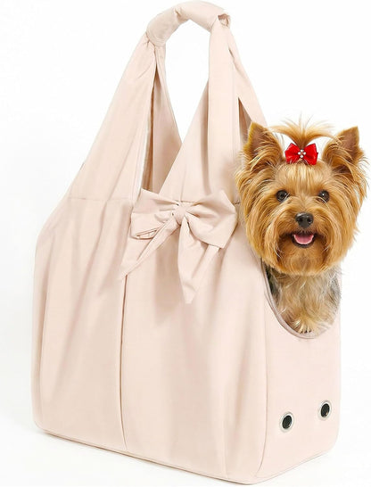 Dog Purse Carrier for Small Dogs and Cats, Soft-Sided Puppy Tote Bag Under 15 lbs, Lightweight Pet Carrier with 4 Pockets, Smart Zipper Lock, Pet Travel Bag for Travel Outdoor(Pink)