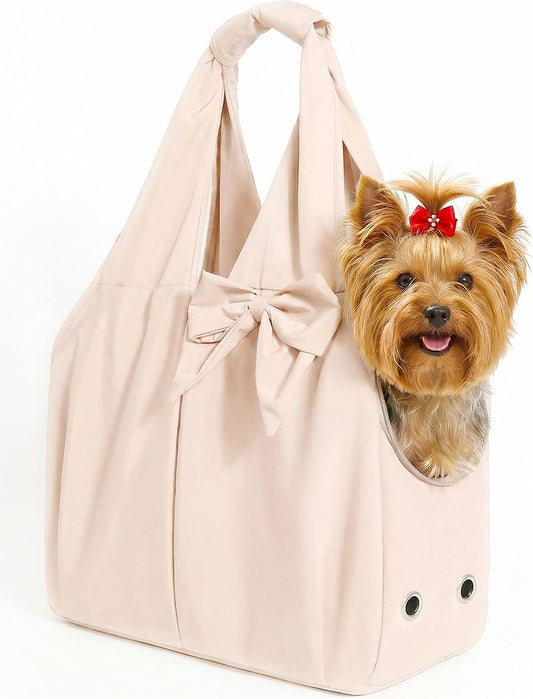 Dog Purse Carrier for Small Dogs and Cats, Soft-Sided Puppy Tote Bag Under 15 lbs, Lightweight Pet Carrier with 4 Pockets, Smart Zipper Lock, Pet Travel Bag for Travel Outdoor(Pink)