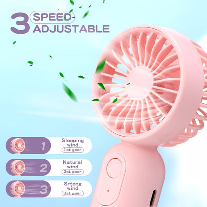 Rossesay 6 Pcs Mini Portable Fan Bulk Cute Handheld Lightweight Small Little Personal Hand Eyelash Fan 3 Speeds USB Rechargeable for Women Men Indoor Outdoor Makeup Travel (Pink)